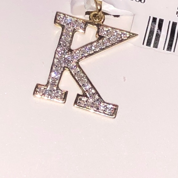 10k REAL gold REAL DIAMOND K initial pendant charm - Picture 3 of 12